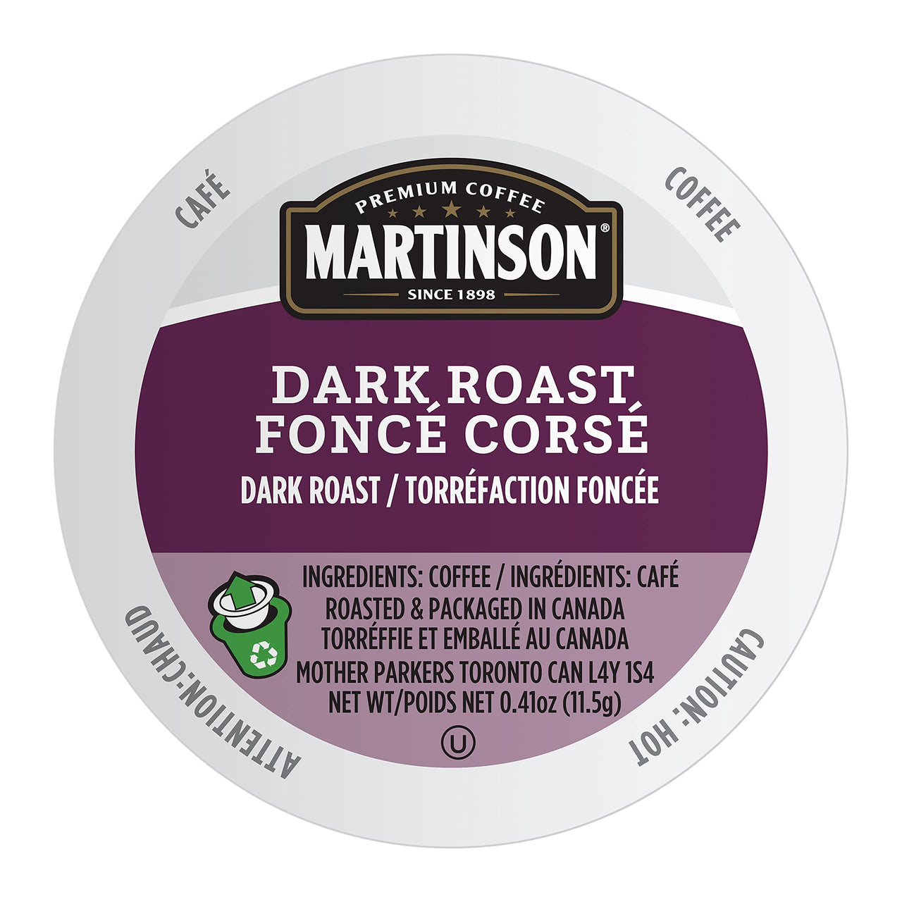 Martinson Single Serve Coffee Capsules, Dark Roast, Compatible with Keurig K-Cup Brewers, 24 Count