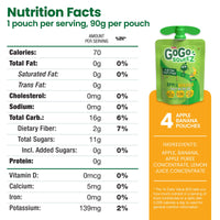 GoGo squeeZ Fruit on the Go, Apple Banana, 3.2 oz. (4 Pouches) - Tasty Kids Applesauce Snacks Made from Apples & Bananas - Gluten Free Snacks for Kids - Nut & Dairy Free - Vegan Snacks