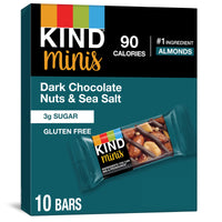 KIND Minis, Dark Chocolate Nuts & Sea Salt, Healthy Snacks, Gluten Free, Low Calorie Snacks, Low Sugar, 10 Count