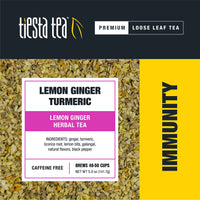 Lemon Ginger Turmeric, Loose Leaf Lemon Ginger Herbal Tea, Non-Caffeinated, Hot & Iced Tea, 5 oz Tin - 50 Cups, Natural Flavors, No Artificials, Herbal Tea Loose Leaf Blend