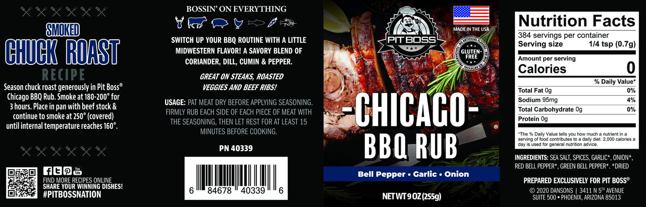 PIT BOSS 40339 Chicago BBQ Rub Grill Spices, Multicolored
