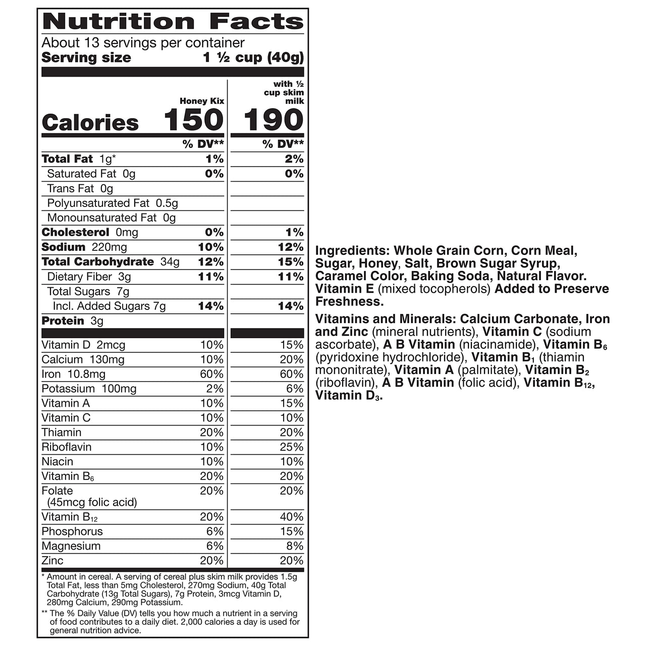 Honey Kix, Whole Grain Cereal, Crispy Corn Puffs, 18 oz