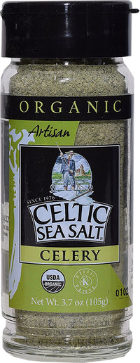 Gourmet Celtic Sea Salt Organic Celery Seasoned Salt Blend  Classic Celery Salt Adds Bold Herb Flavor to a Variety of Dishes, Hand Crafted and Organic, 3.7 Ounces