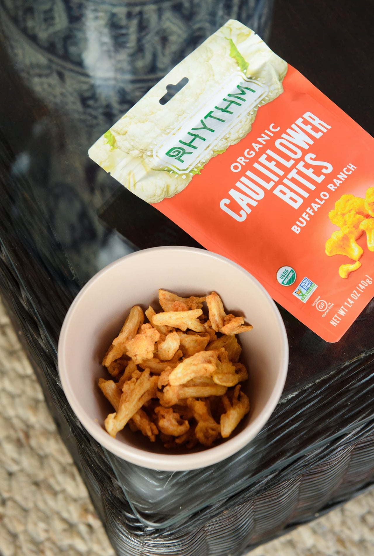 Rhythm Superfoods Crunchy Cauliflower Bites, Buffalo Ranch, Organic & Non-GMO, 1.4 Oz, Vegan/Gluten-Free Vegetable Superfood Snacks