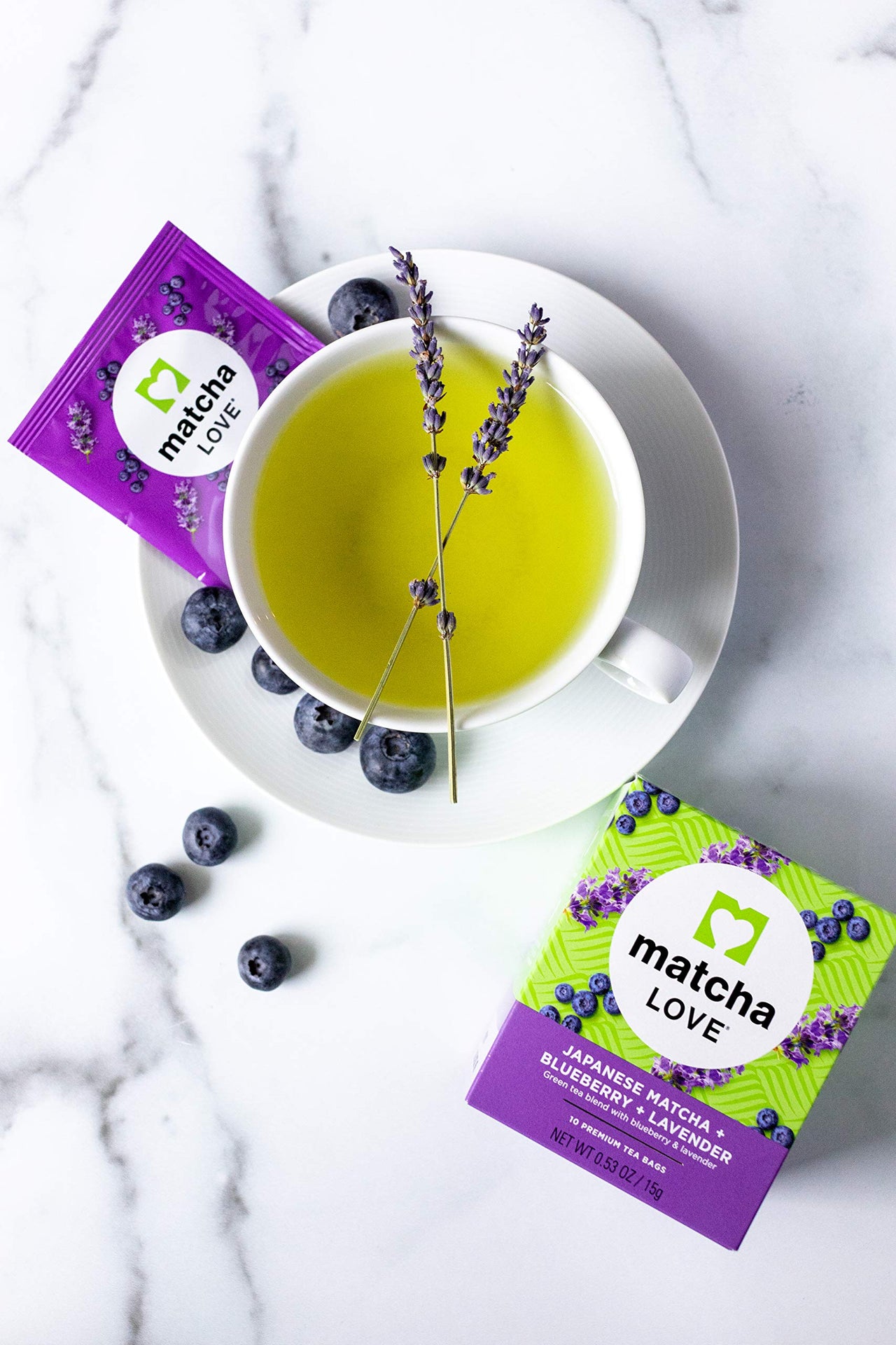 Matcha Love Japanese Matcha + Blueberry + Lavender, 60 Premium Tea Bags