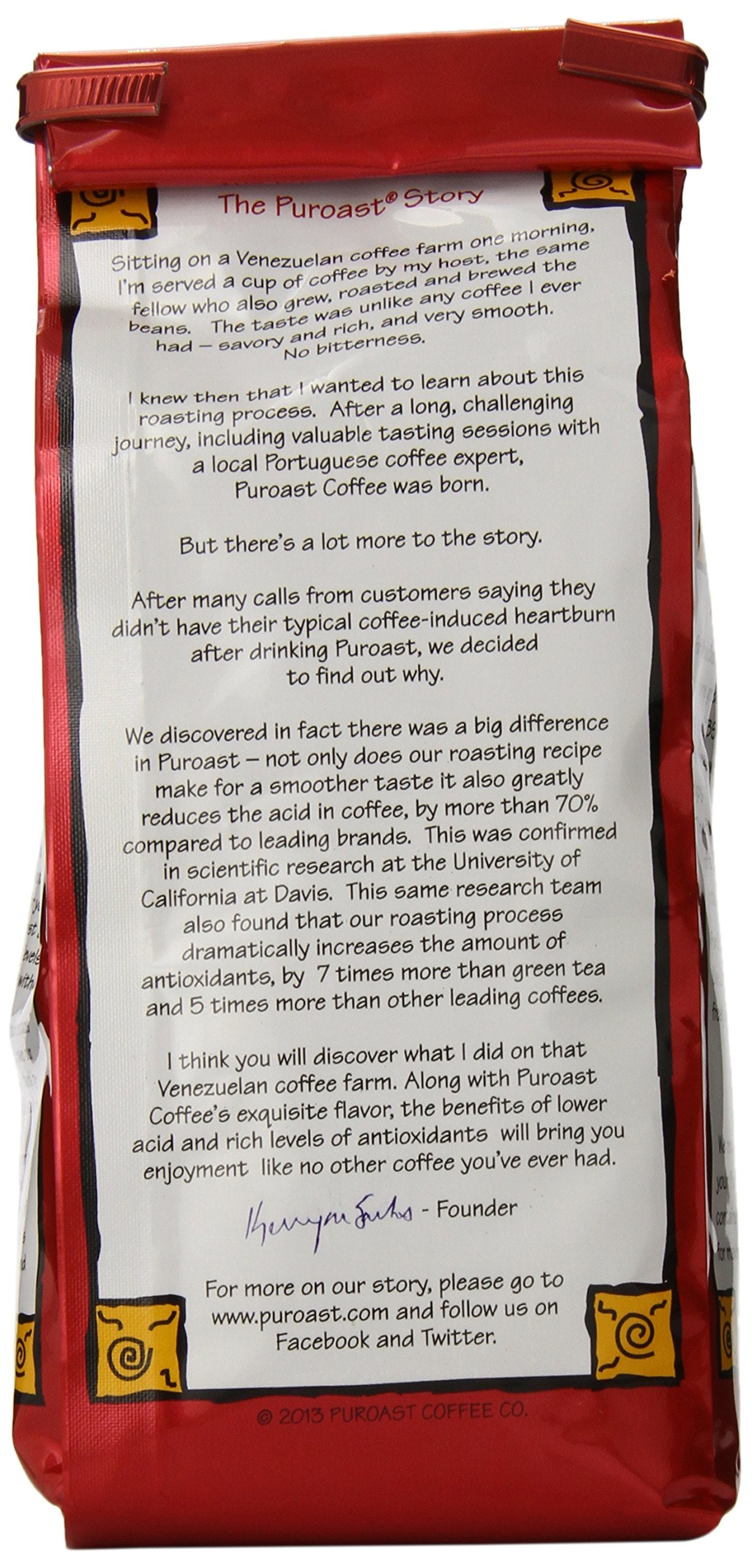Puroast Low Acid Coffee Ground Organic French Roast, Dark Roast, Certified Low Acid Coffee, pH 5.5+, Gut Health, 12 oz., Higher Antioxidant, Smooth for Espresso, Iced Coffee