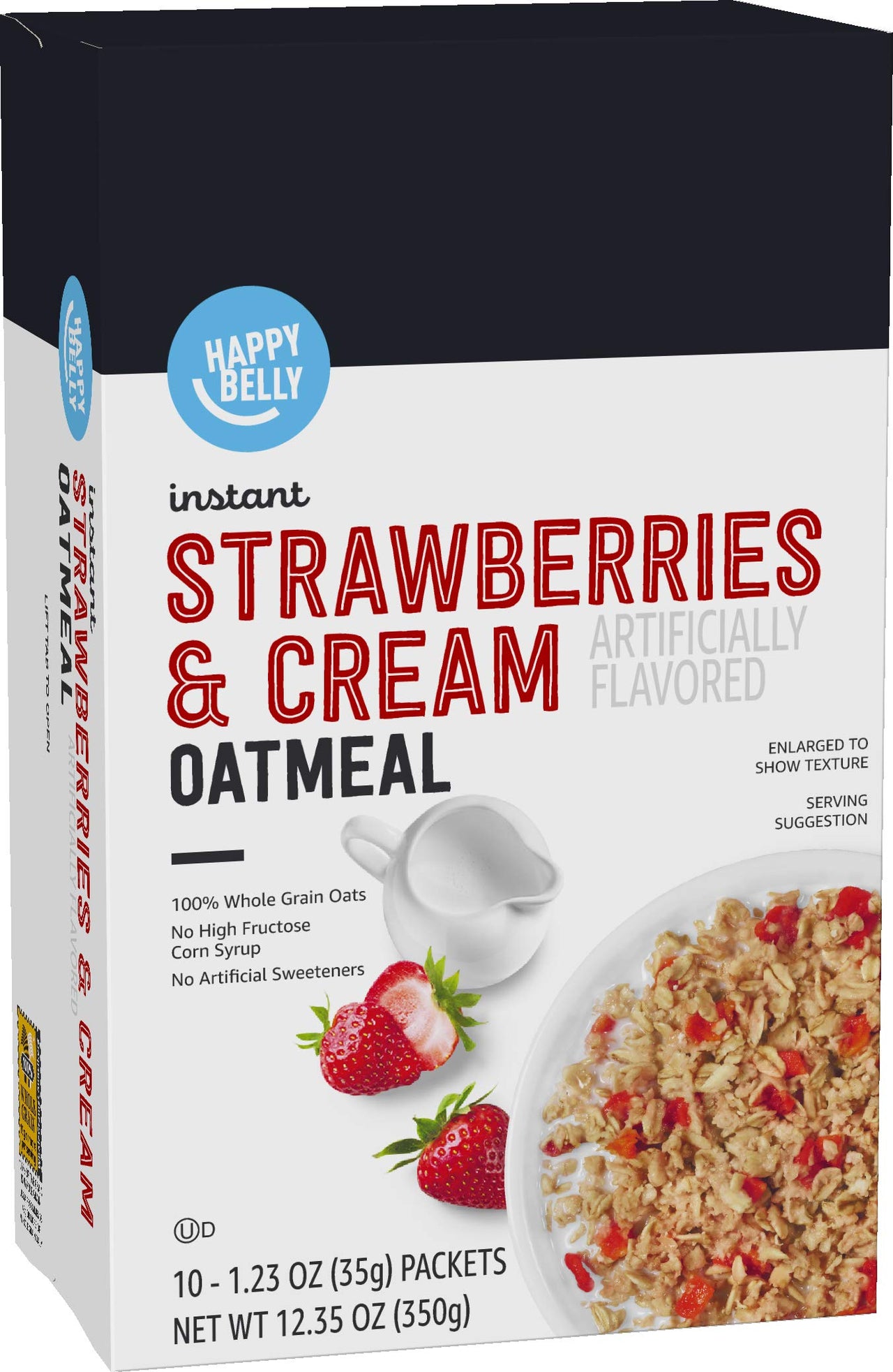 Happy Belly Instant Oatmeal, Strawberries & Cream, 10 Count