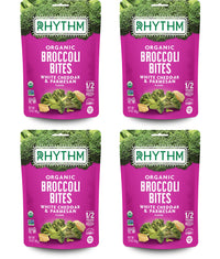 Rhythm Superfoods Crunchy Broccoli Bites, White Cheddar & Parmesan, Organic & Non-GMO, 1.4 Oz (Pack Of 4), Vegan/Gluten-Free Vegetable Superfood Snacks