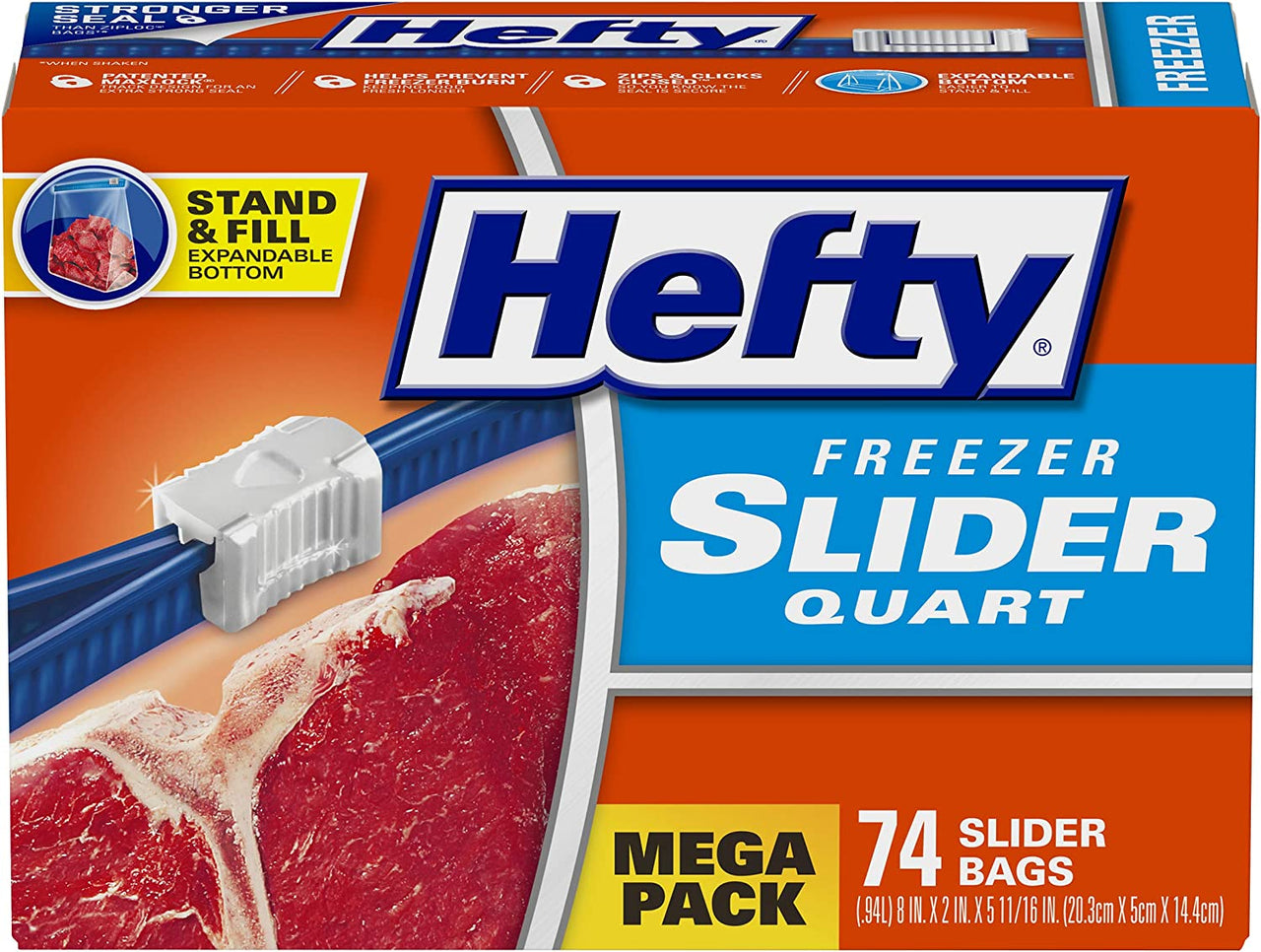 Hefty Slider Freezer Storage Bags, Quart Size, 74 Count Quart - 74 Count