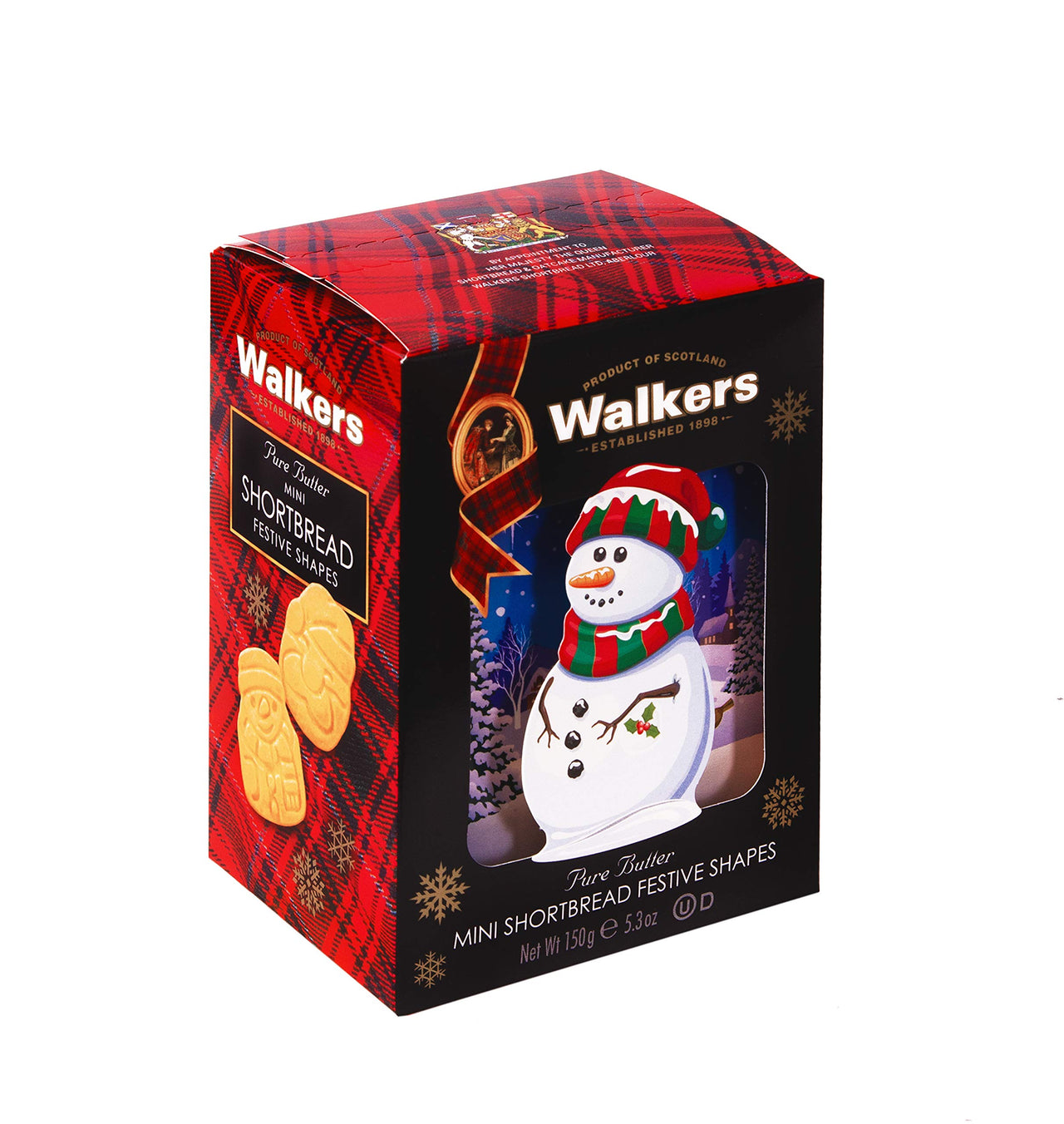 Walker's  Shortbread Snowman Mini Festive Shapes Holiday Box, Pure Butter Shortbread Cookies, 5.3 Oz Box