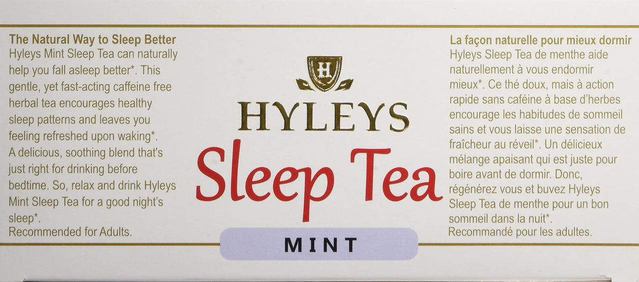 HYLEYS Tea Sleep Mint Herbal Tea - 25 Tea Bags (Caffeine Free, Gmo Free, Gluten Free, Dairy Free, Sugar Free & 100% Natural, Decaf)