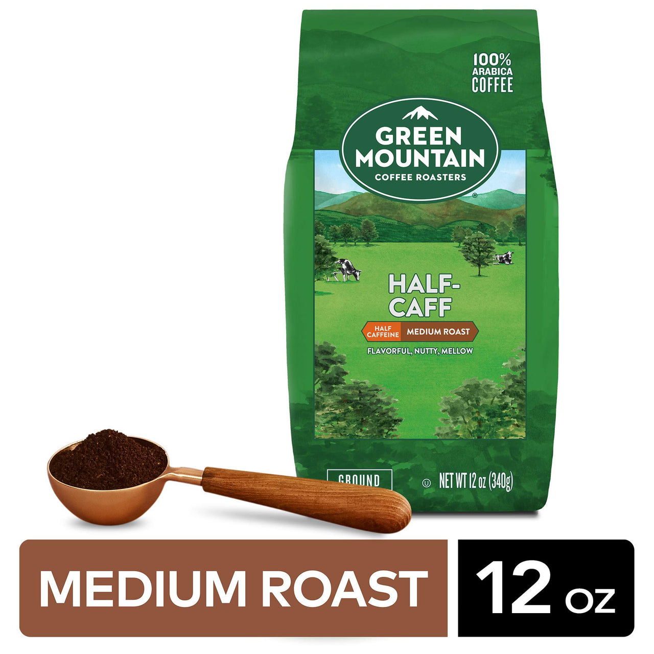 Green Mountain Coffee Half Caff Keurig Single-Serve K Cup Pods, Medium Roast Coffee, Bagged 12oz., Half Caff, 12 Oz