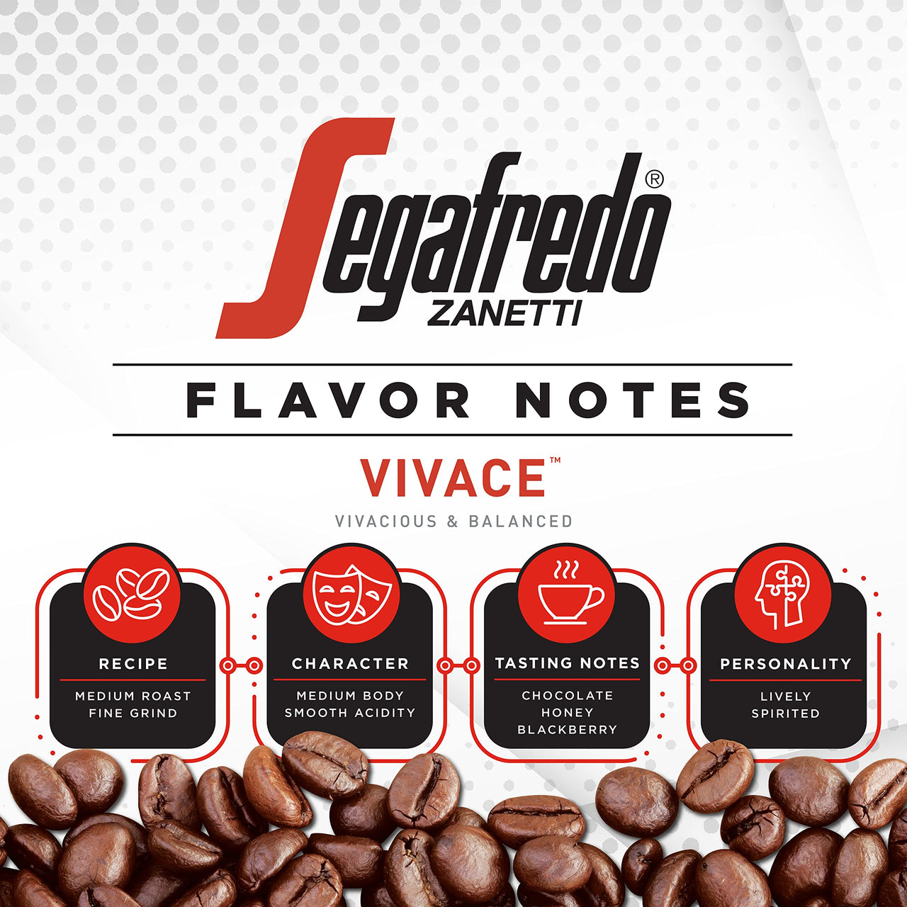 Segafredo Zanetti Ground Coffee, Vivace Medium Roast, Made with Arabica, Vivacious and Balanced Flavor