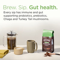 Organic Ground Coffee by Four Sigmatic | Medium Roast | Fair Trade Gourmet Coffee with Chaga and Turkey Tail | Immune Boosting, Probiotic Mushroom Coffee for Gut Health and Immune Support | 12oz Bag