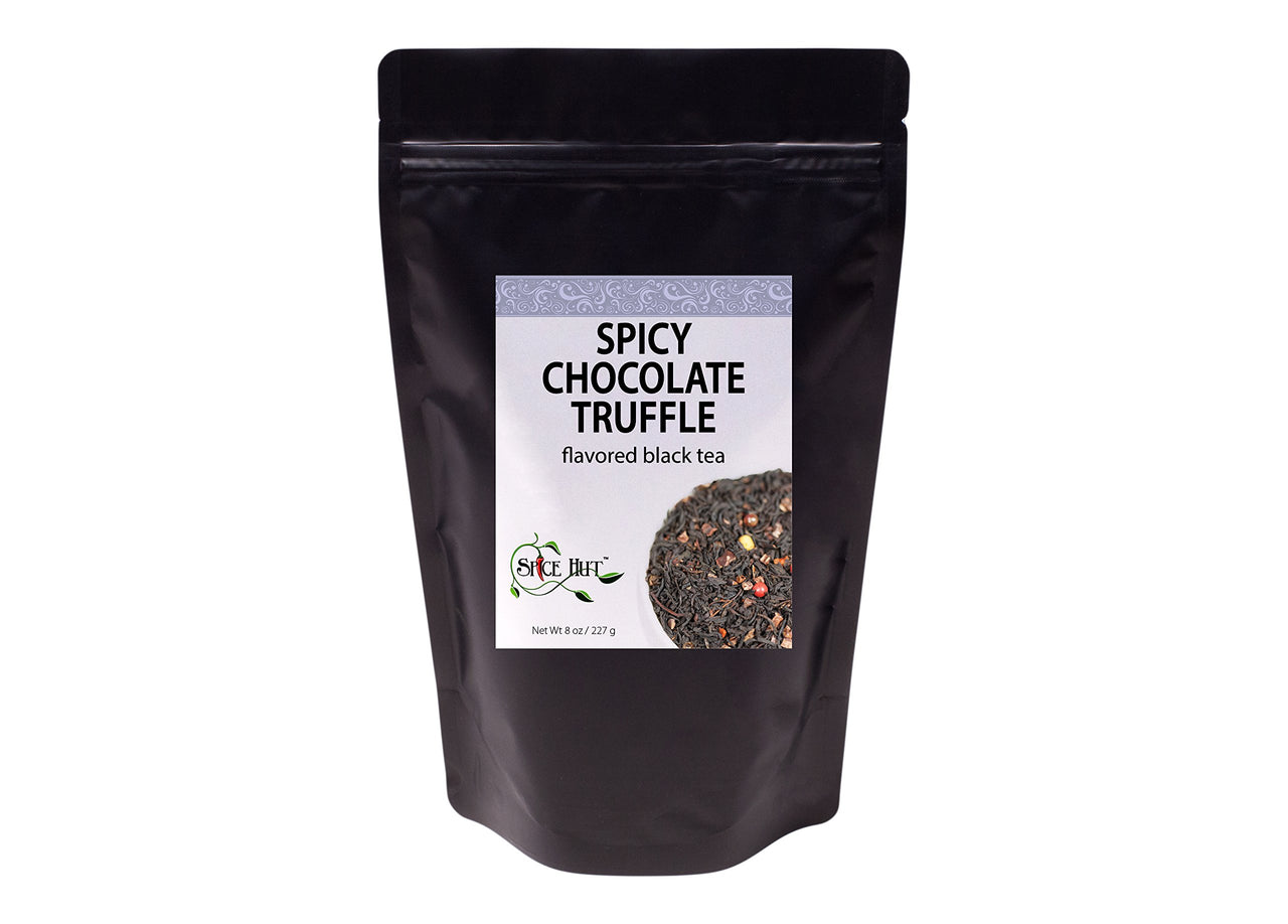 Spicy Chocolate Truffle Black Tea, Loose Leaf Flavored Black Tea, Caffeine, Hot & Iced Tea | 8oz Bulk Tea, 80-100 Cups | The Spice Hut, First Sip of Tea