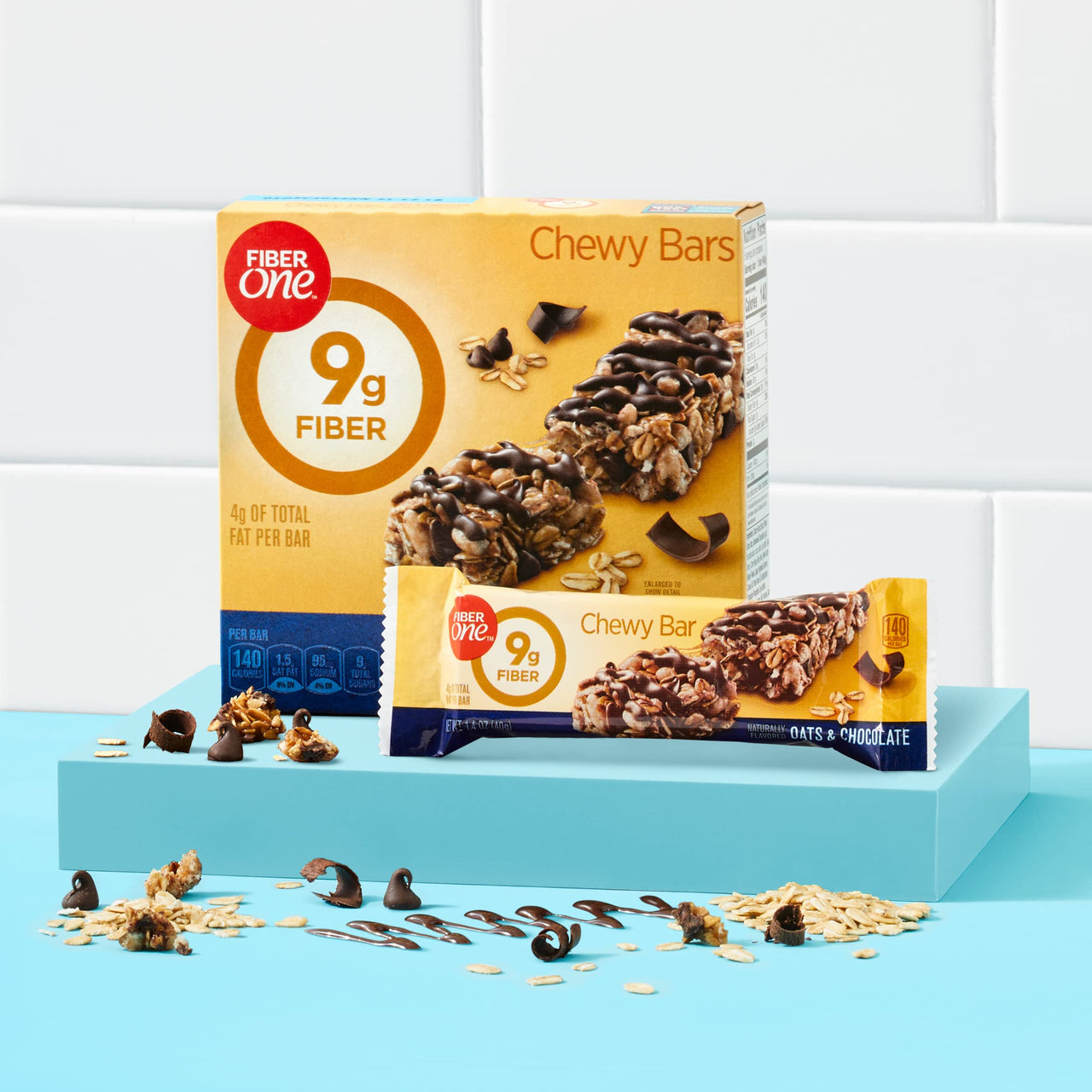 Fiber One Chewy Bars, Oats & Chocolate, Granola Bar Snacks, 7 oz, 5 ct