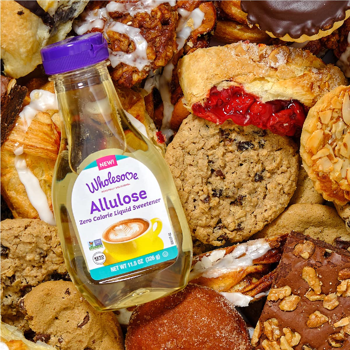 Wholesome Sweeteners Allulose Syrup, Zero Calorie Liquid Sweetener, No Glycemic Impact, Non-GMO, Keto Friendly, 11.5 Oz