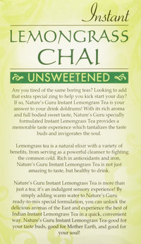 Nature's  Guru Instant Lemongrass Chai Tea Drink Mix Unsweetened 10 Count Single Serve On-the-Go Drink Packets