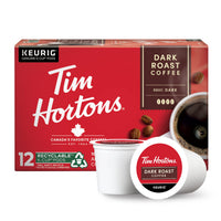 Tim Hortons Dark Roast Coffee, Single-Serve K-Cup Pods Compatible with Keurig Brewers, 12ct K-Cups