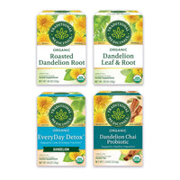 Traditional Medicinals Organic Dandelion & Detox Tea Variety Pack  Includes EveryDay Detox Dandelion, Dandelion Chai Probiotic, Roasted Dandelion Root, Dandelion Leaf & Root Teas  Supports Liver, Kidney, and Digestive Health - (4-Pack) - 64 Tea Bags Total