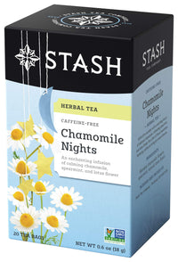 Stash Tea Chamomile Nights Herbal Tea - Naturally Caffeine Free, Non-GMO Project Verified Premium Tea with No Artificial Ingredients, 20 Count (Pack of 6) - 120 Bags Total