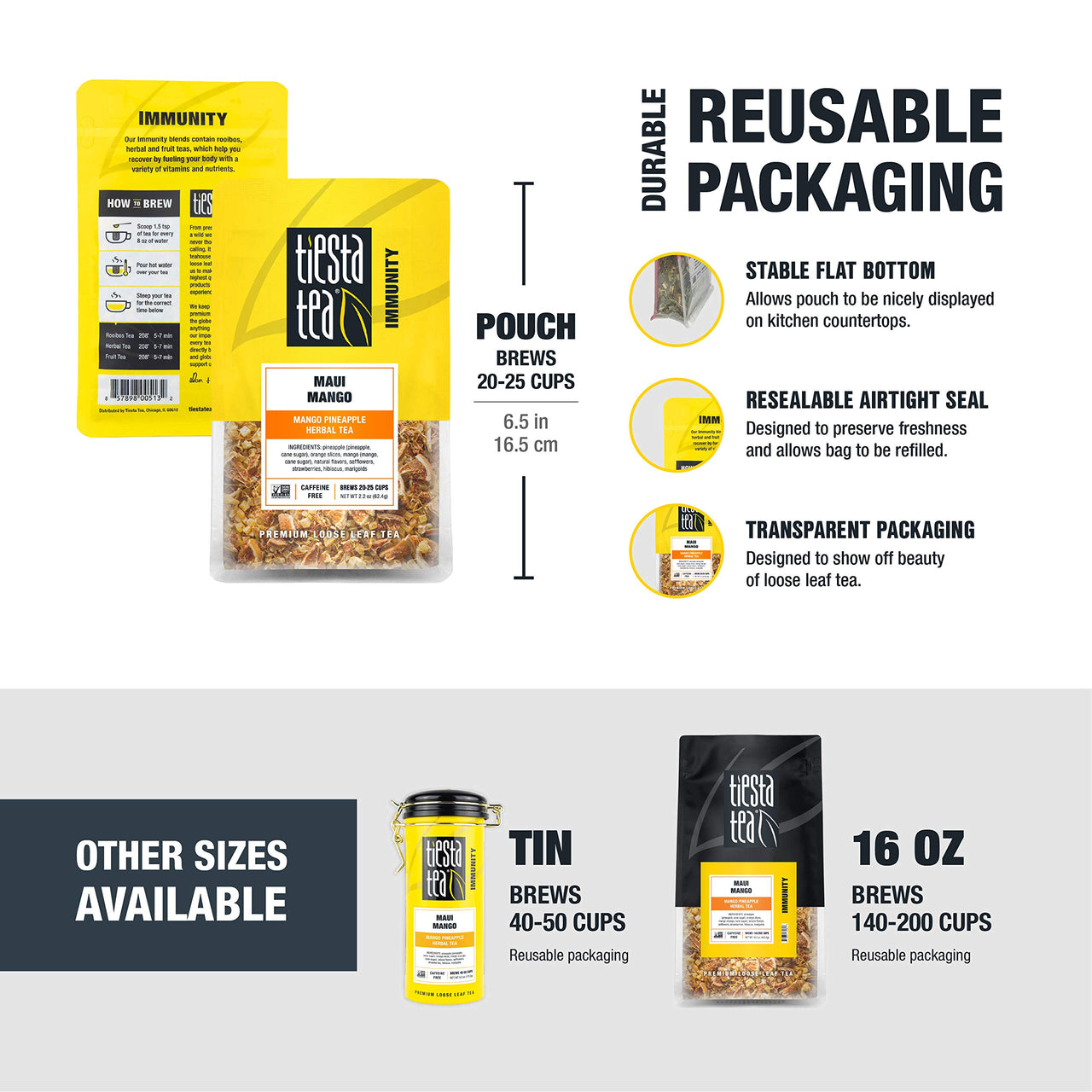 Tiesta Tea - Lemon Ginger Turmeric, Loose Leaf Lemon Ginger Herbal Tea, Lemon Ginger Turmeric, 2.5 Ounce