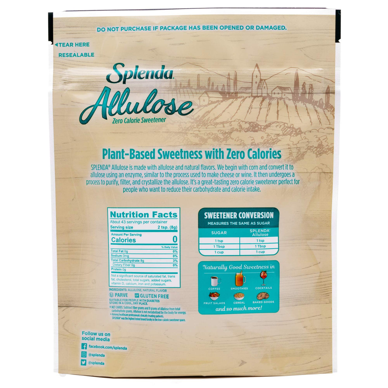 Splenda Allulose, Plant Based Zero Calorie Sweetener For Baking & Beverages In Resealable Pouch (12 Ounce Pouch)