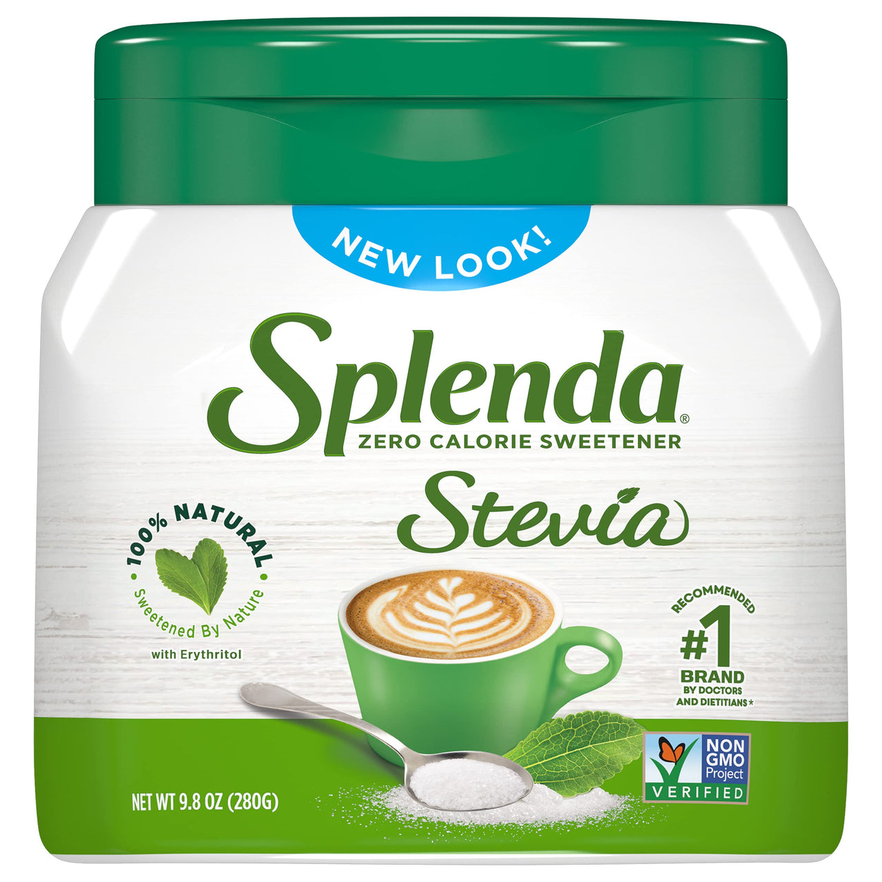 SPLENDA Stevia Zero Calorie Sweetener, Plant Based Sugar Substitute Granulated Powder, 9.8 oz Jar