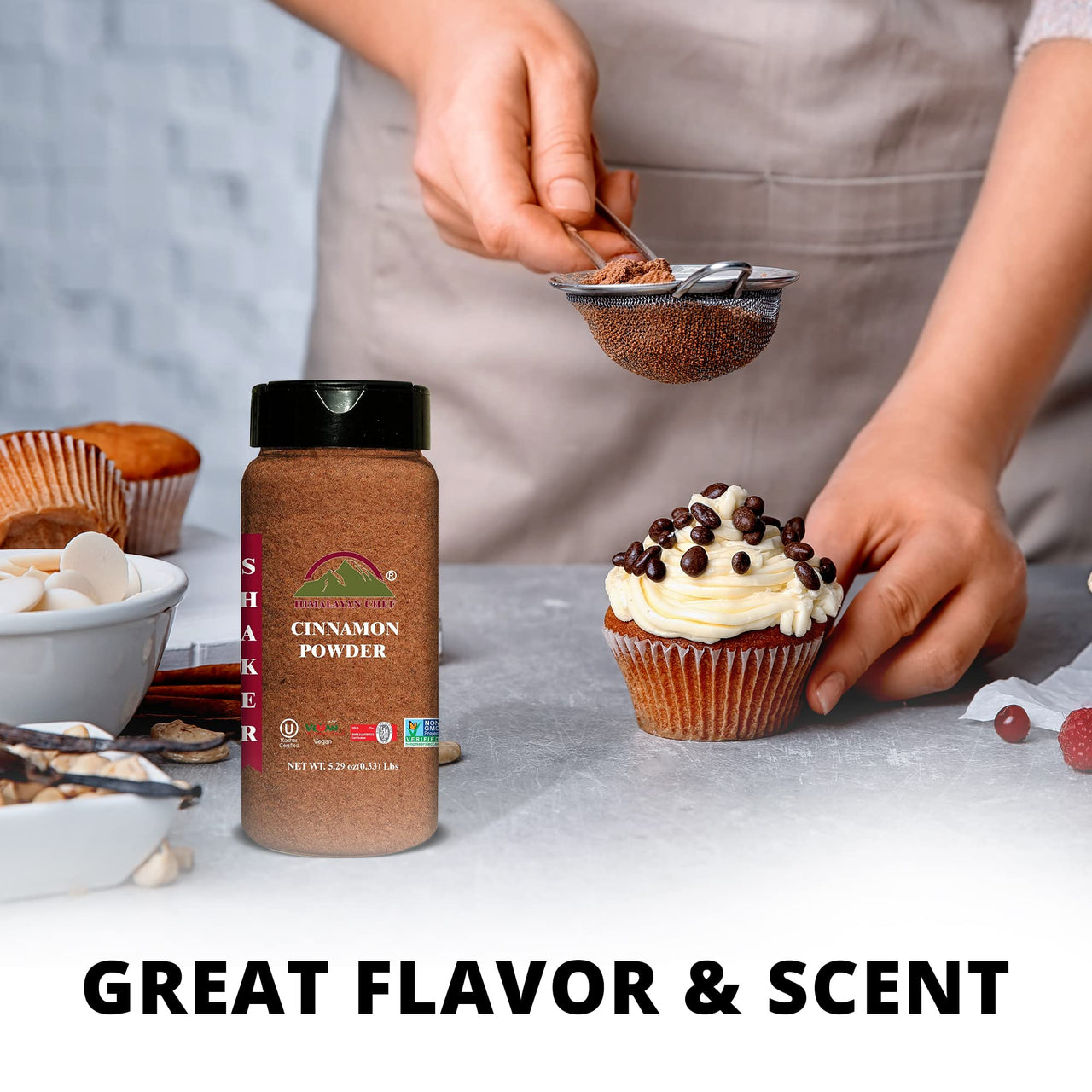 Himalayan Chef Organic Cinnamon Powder, Free from additives & Artificial Dyes, Non GMO & Gluten Free, Unique Cinnamon Powder Shaker 5.29 Oz