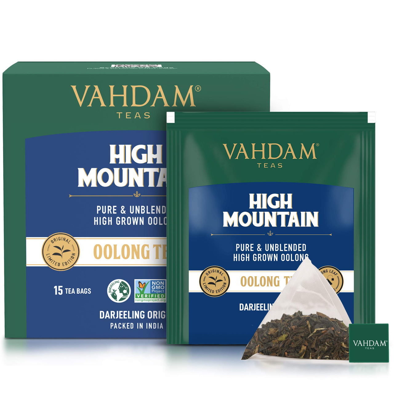 VAHDAM, Himalayan Oolong Tea Leaves, 15 Tea Bags, Long Leaf Pyramid Oolong Tea Bags, Oolong Tea, 100% Natural Oolong Tea Loose Leaf, Detox Tea, Packed at Source
