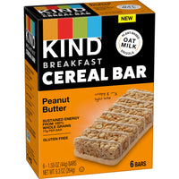 KIND Breakfast Cereal Bars, Gluten Free Snacks, Peanut Butter, 9.3oz Box (6 Bars)