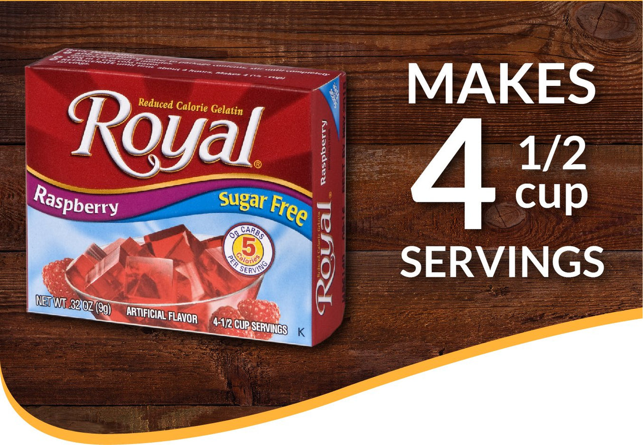 Royal Raspberry Gelatin Dessert Mix , Sugar Free, 0.32-Ounce Box (Pack of 12)
