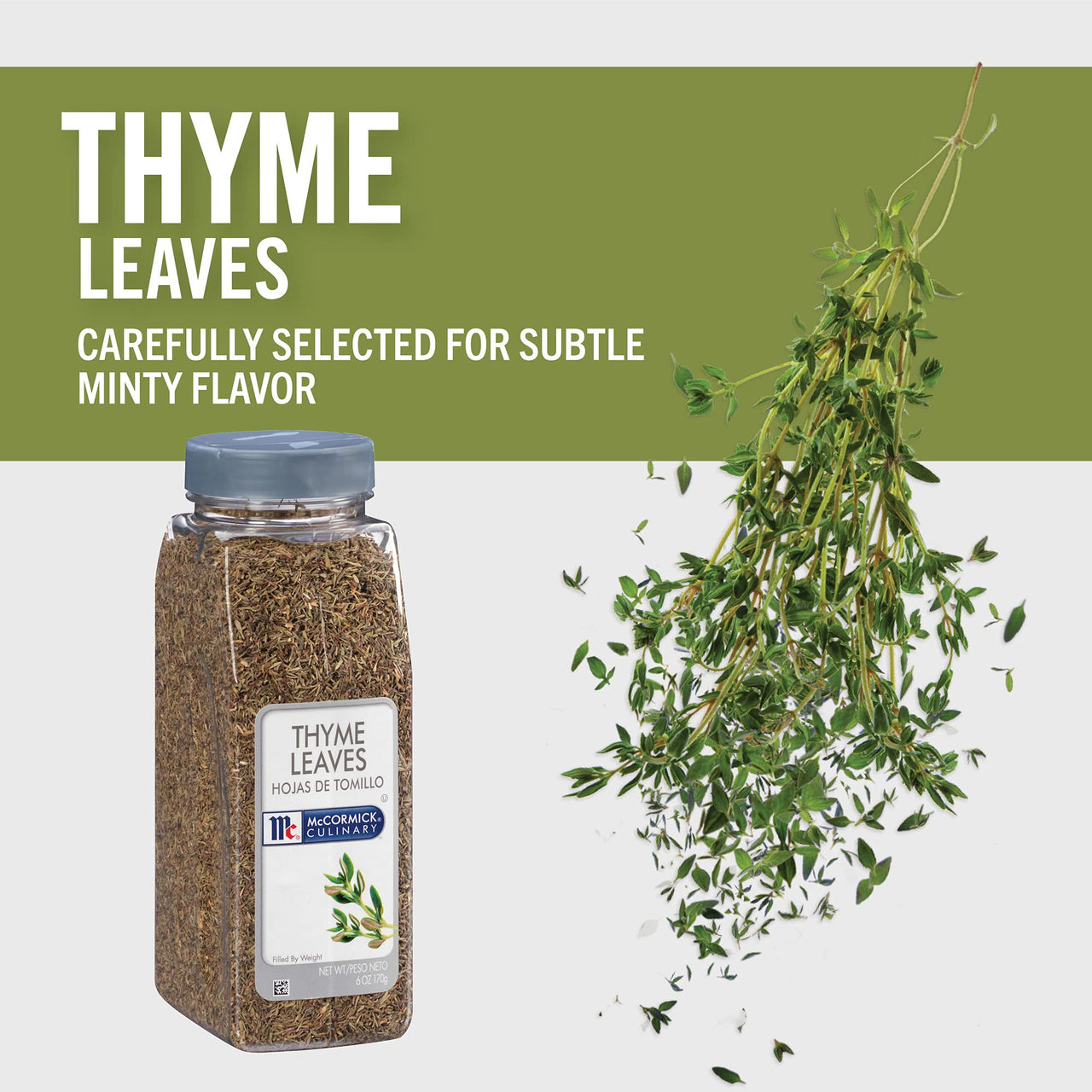 McCormick Culinary Thyme Leaves, 6 oz - One 6 Ounce Container of Dried Thyme Leaves, Perfect for Soups, Meat and Seafood Entrees