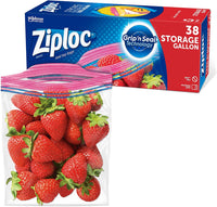 Ziploc Gallon Food Storage Bags, Grip 'n Seal Technology for Easier Grip, Open, and Close, 38 Count