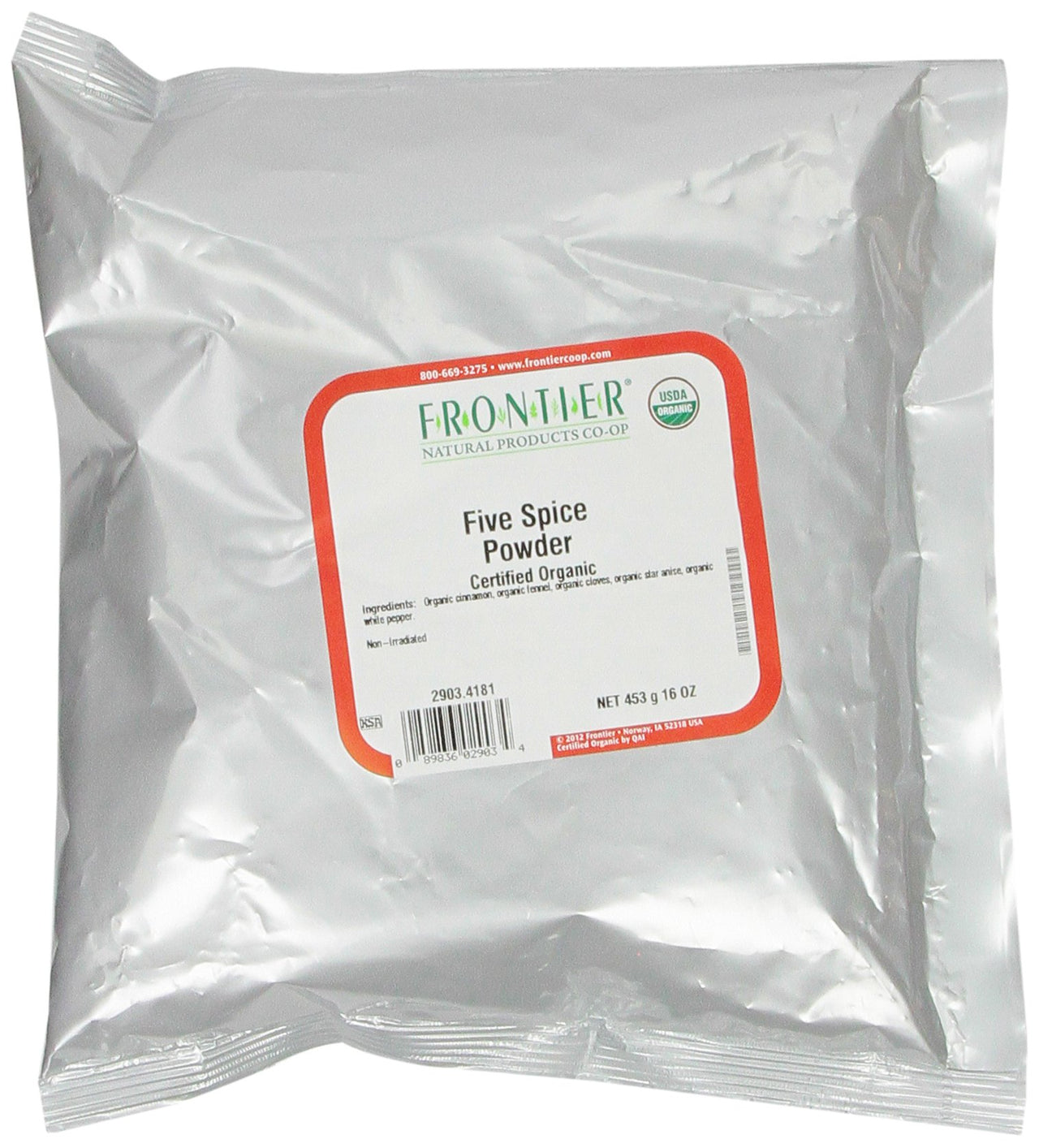 Frontier Five Spice Powder Certified Organic, 16 Ounce Bag