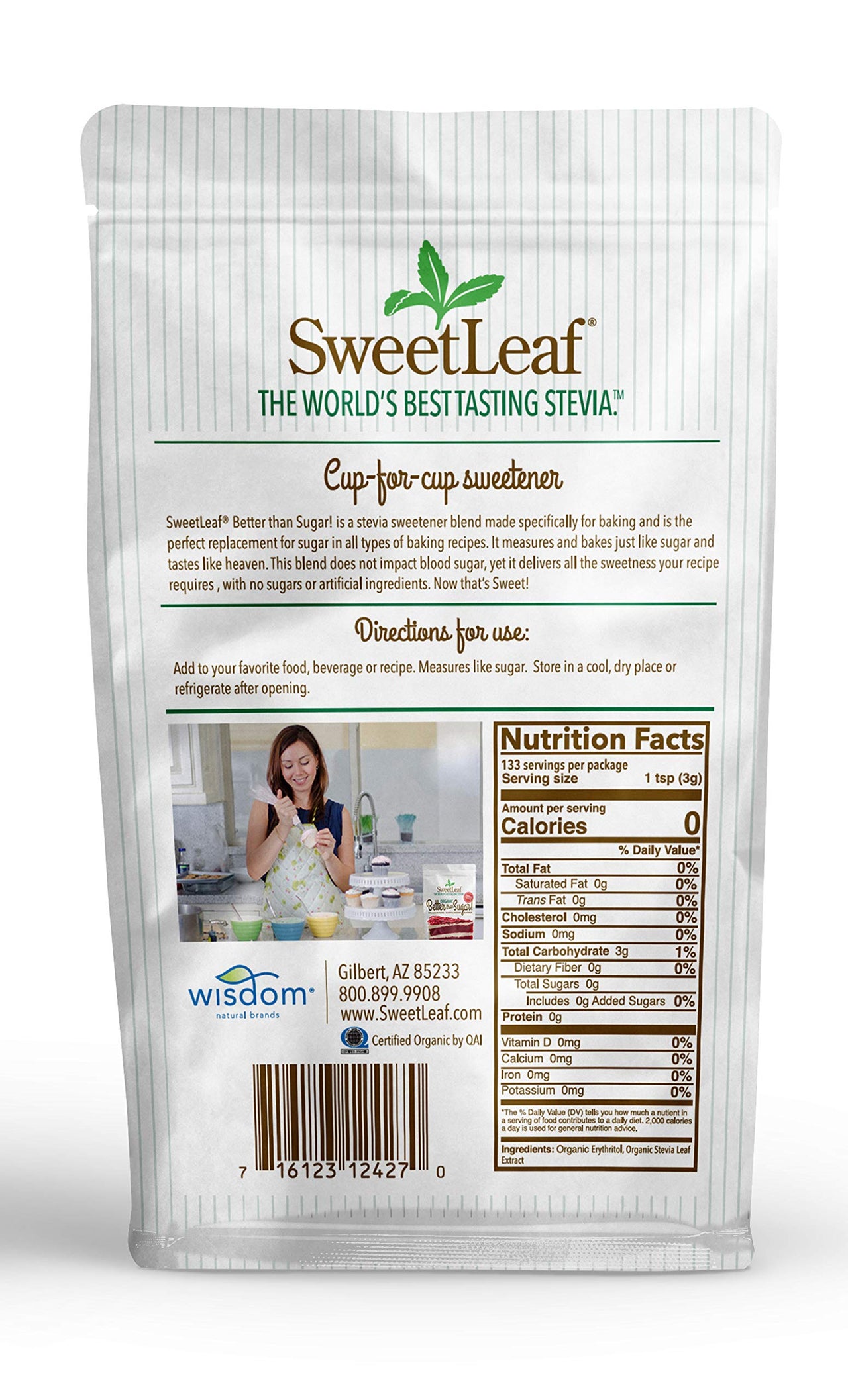 SweetLeaf Better Than Sugar Organic Stevia Powdered Sweetener - Blend for Frosting, Stevia Sweetener, Zero Calorie Sweetener, Sugar Free, Non-GMO, Gluten-Free, Keto Friendly - 14 Oz