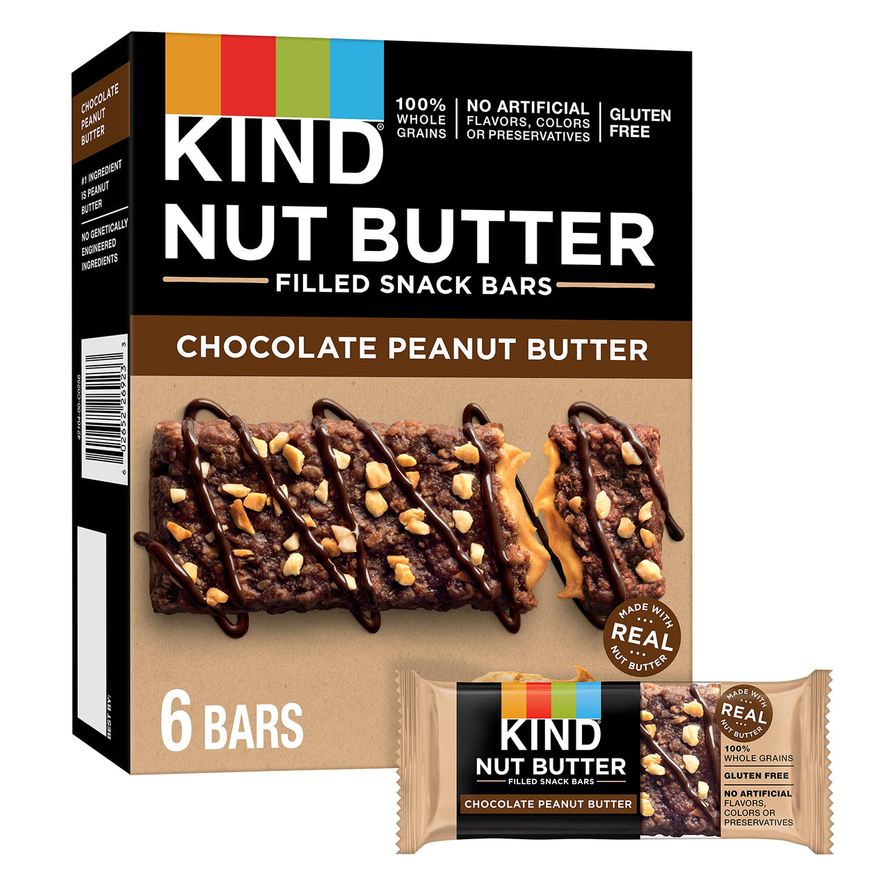 KIND Nut Butter Filled, Chocolate Peanut Butter, 6Ct