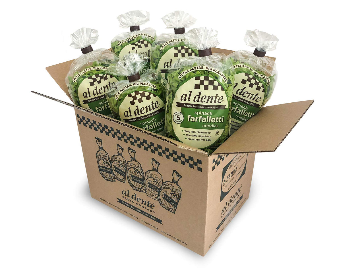 AL DENTE Spinach Farfalletti, 12 Ounce (Pack of 6)