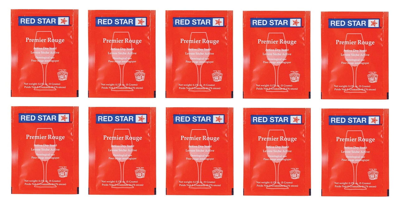 North Mountain Supply - RS-PR-10 Red Star Premier Rouge Wine Yeast - Pack of 10 - With Freshness Guarantee