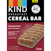KIND Breakfast Cereal Bars, Gluten Free Snacks, Cinnamon with Almonds, 9.3oz Box (6 Bars)
