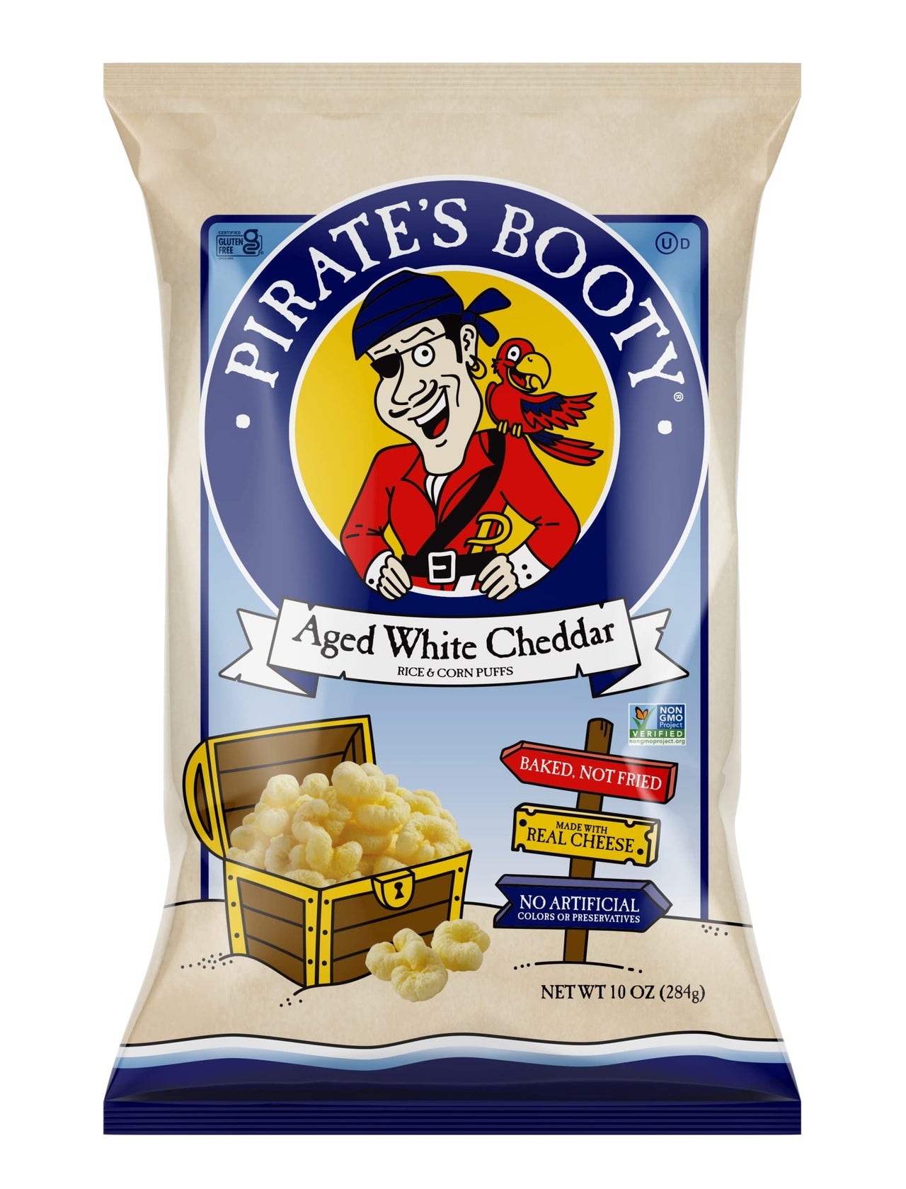 Pirate's  Booty Cheese Puffs, Healthy Kids Snacks, Easter Snacks, Real Aged White Cheddar, 10oz Party Sized Bag