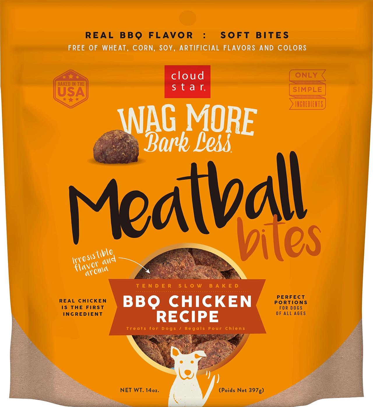 Cloud Star Wag More Bark Less Meatballs  Soft Grain Free Real Natural Chicken Dog Treats, Chicken 14 oz.
