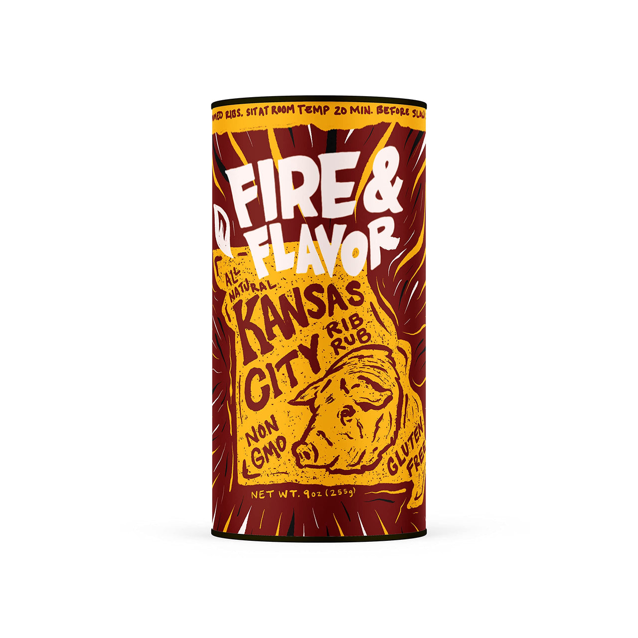 Fire & Flavor Kansas City Rib Rub, Authentic Kansas City BBQ Flavored Dry Seasoning for Ribs, Signature Blend, Gluten Free, Kosher, GMO Free, 9oz