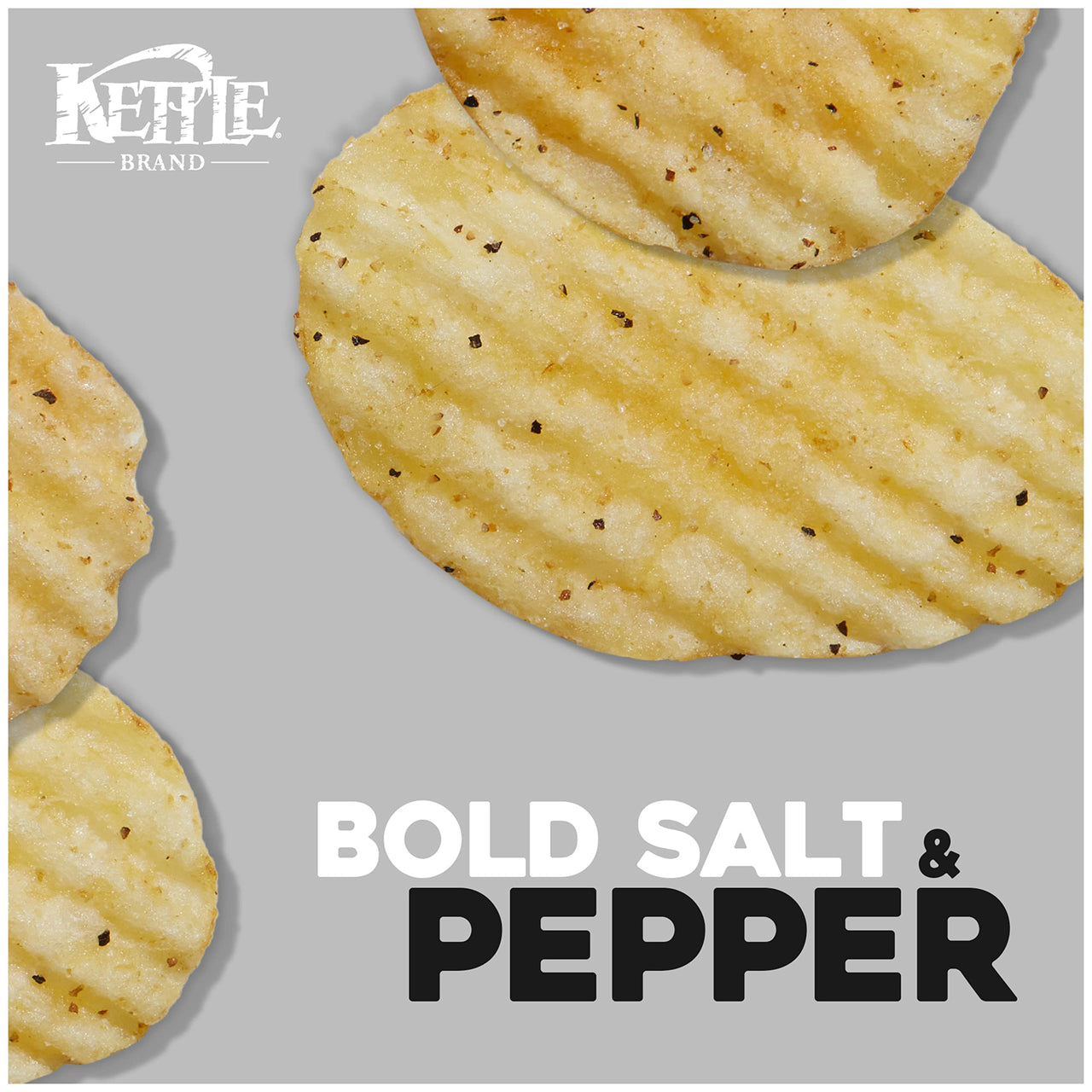 Kettle Brand Krinkle Cut Salt and Fresh Ground Pepper Kettle Potato Chips, Gluten-Free, Non-GMO, 7.5 oz Bag