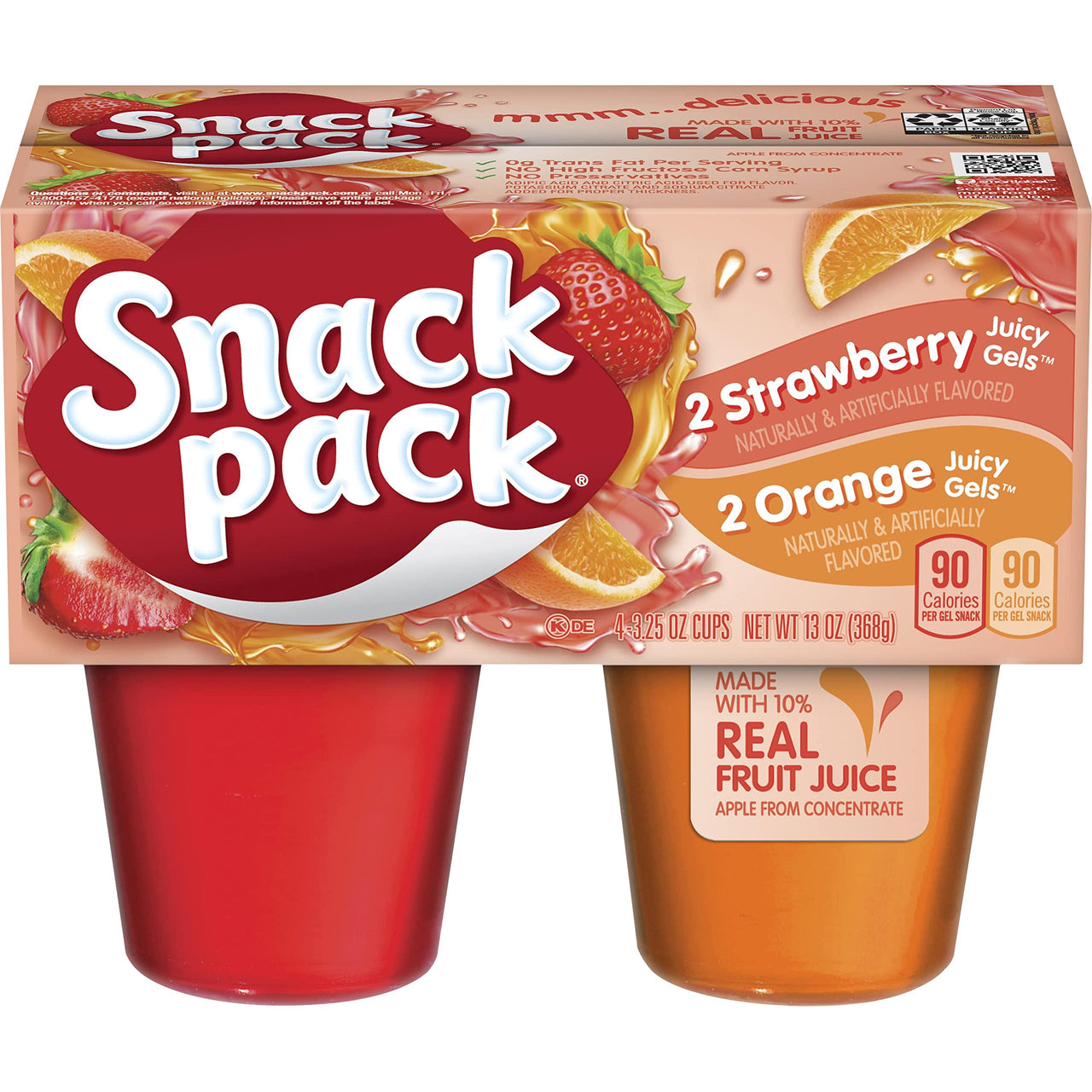 Snack Pack Strawberry and Orange Juicy Gels, 4 ct