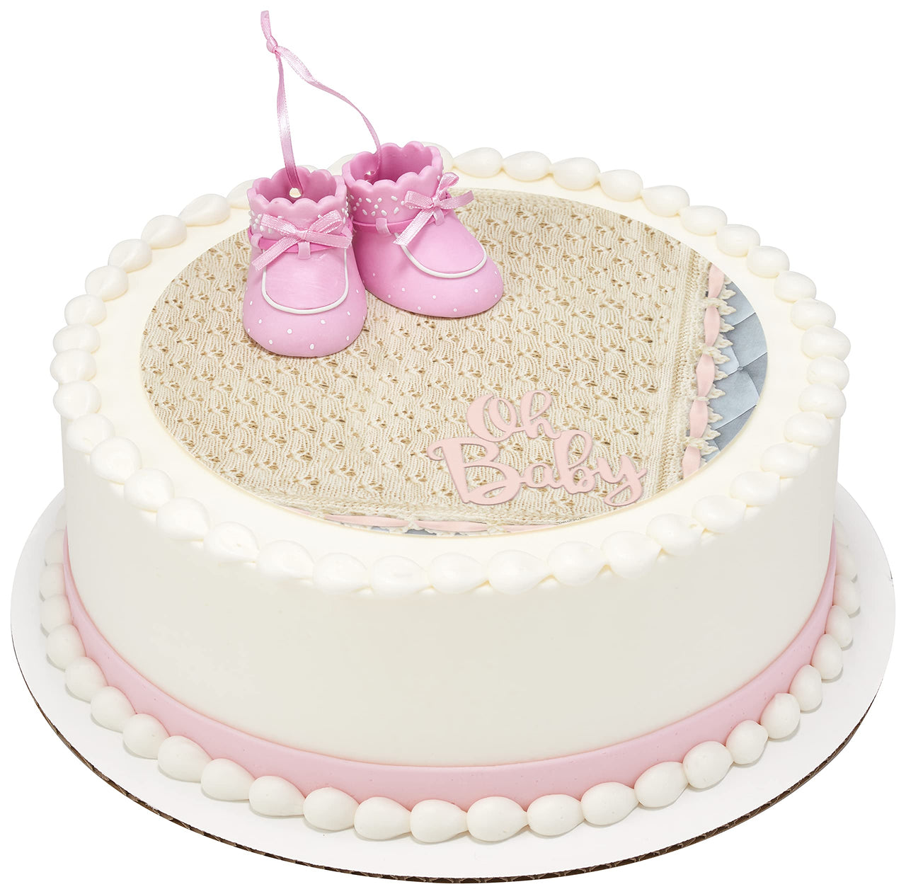 DecoSet Pink Baby Booties Cake Decoration, 1 Piece Cake Topper, For Baby Shower, Birthday, Baby Celebration, Food Safe Molded Plastic, Post-Party Keepsake