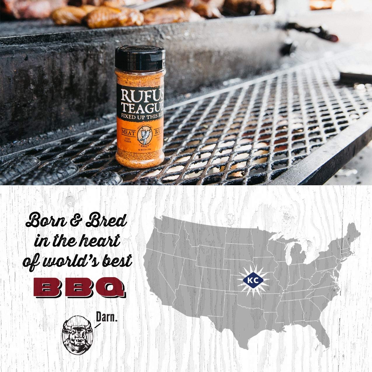 Rufus Teague - Spicy Meat Rub - Premium BBQ Rub - 6.5oz Bottle