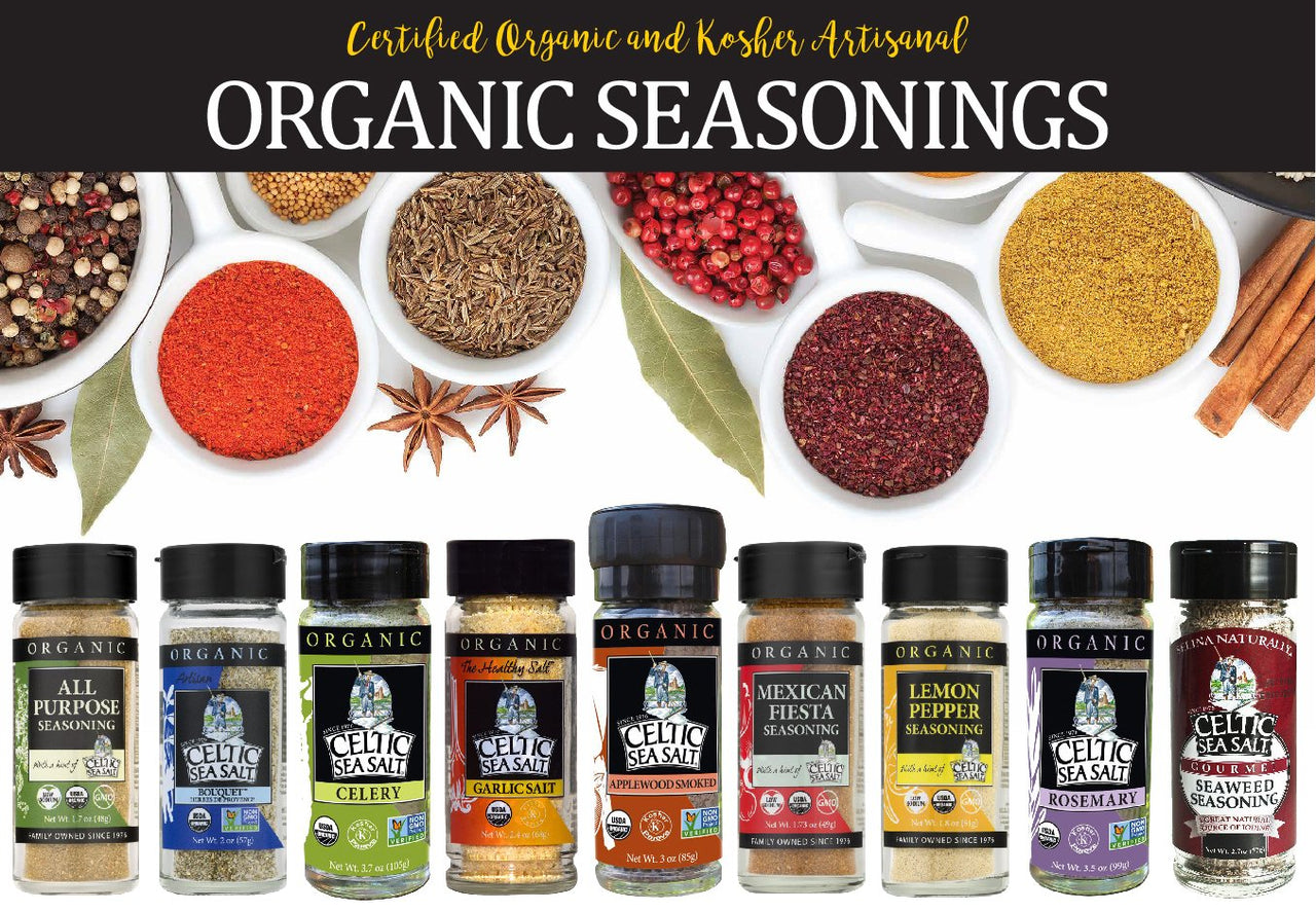 Gourmet Celtic Sea Salt Organic Celery Seasoned Salt Blend  Classic Celery Salt Adds Bold Herb Flavor to a Variety of Dishes, Hand Crafted and Organic, 3.7 Ounces