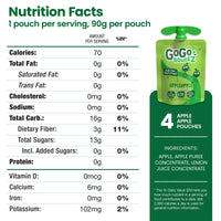 GoGo squeeZ Fruit on the Go, Apple Apple, 3.2 oz. (4 Pouches) - Tasty Kids Applesauce Snacks Made from Apples - Gluten Free Snacks for Kids - Nut & Dairy Free - Vegan Snacks