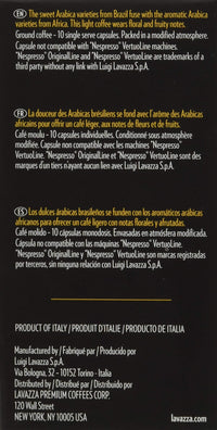 Lavazza Premium Coffee Corp Nespresso OriginalLine Compatible Capsules, Leggero Espresso Lungo, Medium Roast Coffee, 10 ct